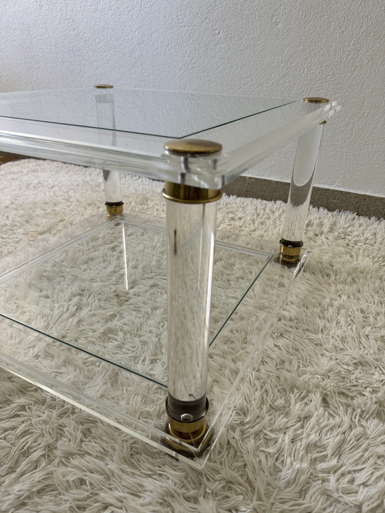 Image 1 of Brass Plexiglas Coffee Table 70s