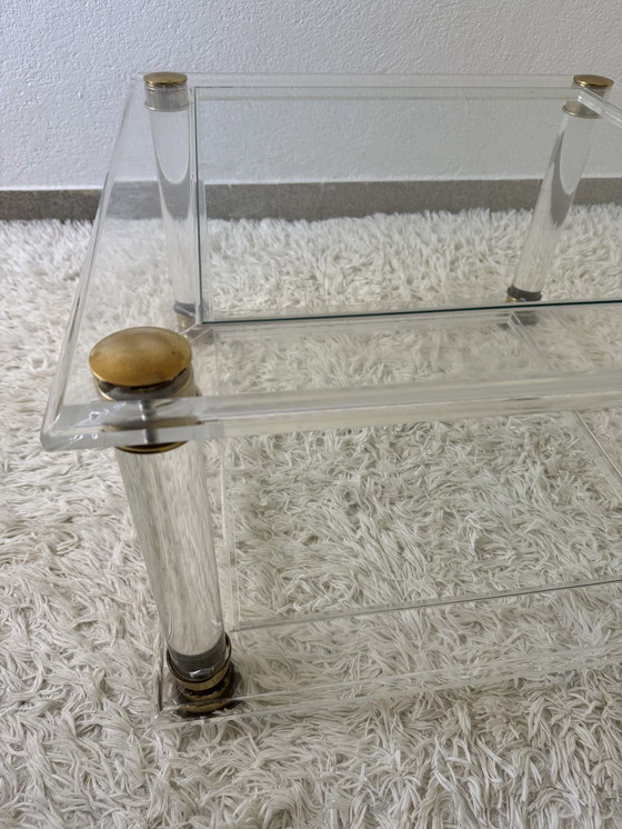 Image 1 of Brass Plexiglas Coffee Table 70s