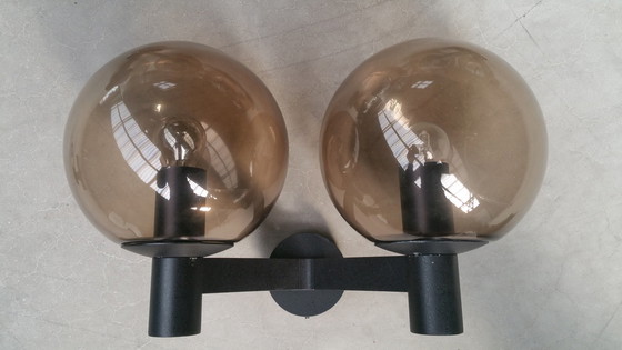 Image 1 of 14x Vintage 70s Bega design wall lights smoked glass