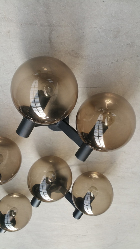 Image 1 of 14x Vintage 70s Bega design wall lights smoked glass