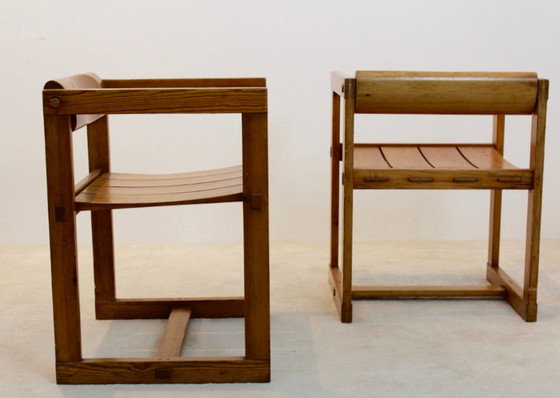 Image 1 of 2x Edvin Helseth Pinewood chairs with armrests