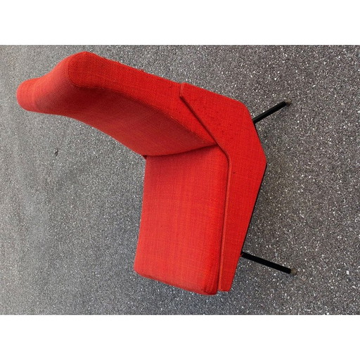 Vintage red armchair by Pierre Guariche, 1958