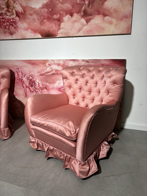 Image 1 of Pair of pink armchairs 1950s