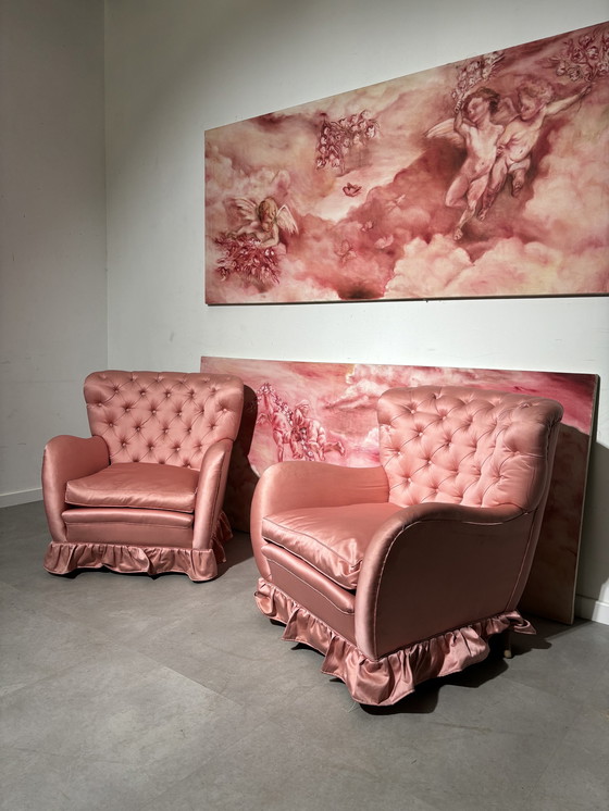 Image 1 of Paire de fauteuils roses 1950