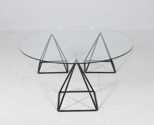 Wire table/coffee table with metal wire frame, Italy, 1980s