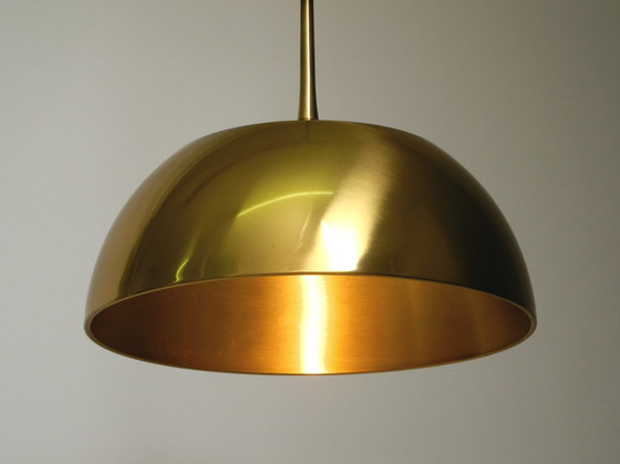 Image 1 of Beautiful Rare Original 1970S Florian Schulz Brass Pendant Light With Pulley System