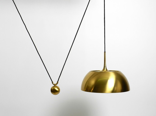 Beautiful Rare Original 1970S Florian Schulz Brass Pendant Light With Pulley System