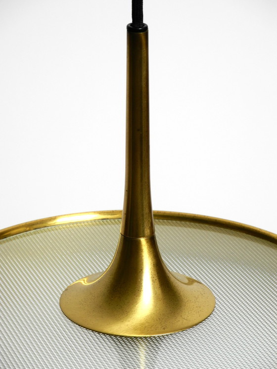 Image 1 of Beautiful Rare Original 1970S Florian Schulz Brass Pendant Light With Pulley System