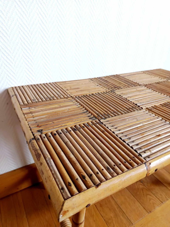 Image 1 of Table Basse En Bambou Refendu Style Audoux Minnet 1960