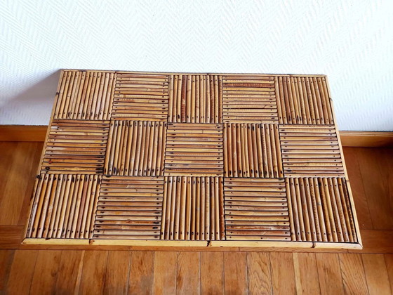 Image 1 of Table Basse En Bambou Refendu Style Audoux Minnet 1960