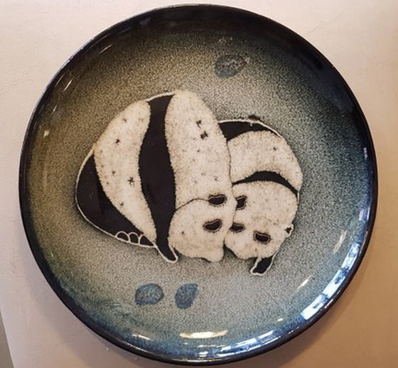 Image 1 of Chinese Handmade Decorative Ceramic Plate With Panda Bear