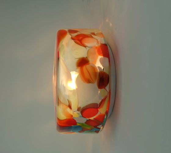 Image 1 of LAMPE DE PLAFOND encastrée ou applique murale en verre coloré 1960s 70s