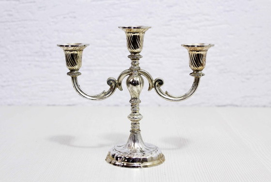 Image 1 of Silver plated candlestick 3 fires 1960