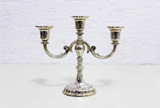 Image 1 of Silver plated candlestick 3 fires 1960