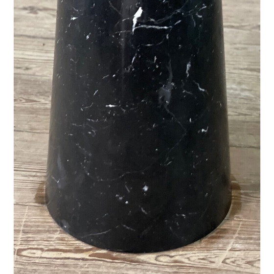 Image 1 of Tavolo da pranzo con piedini in marmo nero e piano in vetro di metà secolo di Angelo Mangiarotti, Italia, anni '70