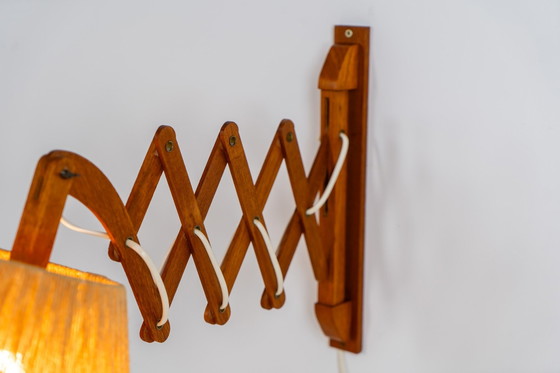 Image 1 of Large Teak “Scissor” Wall Lamp (Denmark, 1960S).