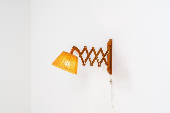 Image 1 of Large Teak “Scissor” Wall Lamp (Denmark, 1960S).