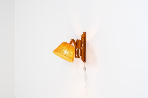 Image 1 of Large Teak “Scissor” Wall Lamp (Denmark, 1960S).