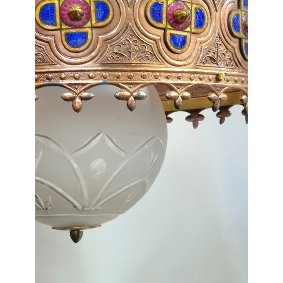 Image 1 of Vintage gold-plated 3-light chandelier by Jozsef Engelsz, 1970