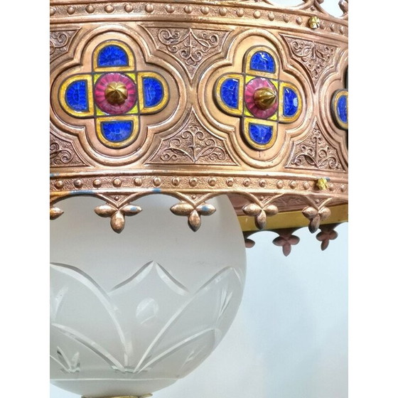 Image 1 of Vintage gold-plated 3-light chandelier by Jozsef Engelsz, 1970