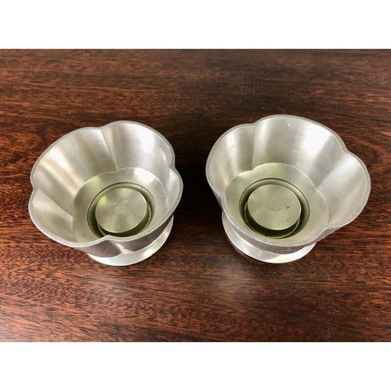 Image 1 of Pair of vintage pewter candle holders by Just Andersen, Denmark 1940