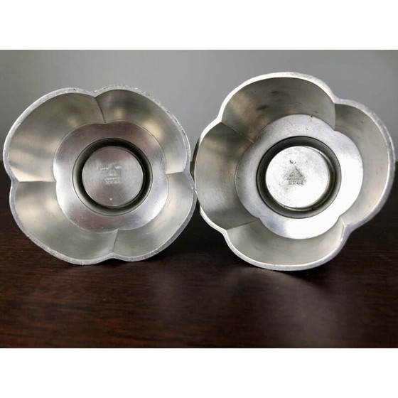 Image 1 of Pair of vintage pewter candle holders by Just Andersen, Denmark 1940