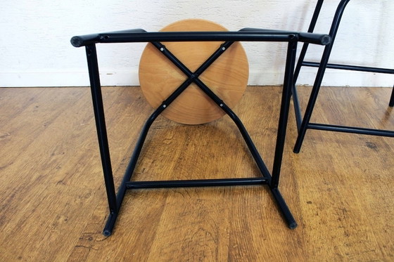 Image 1 of 2x low industrial style stools 1990