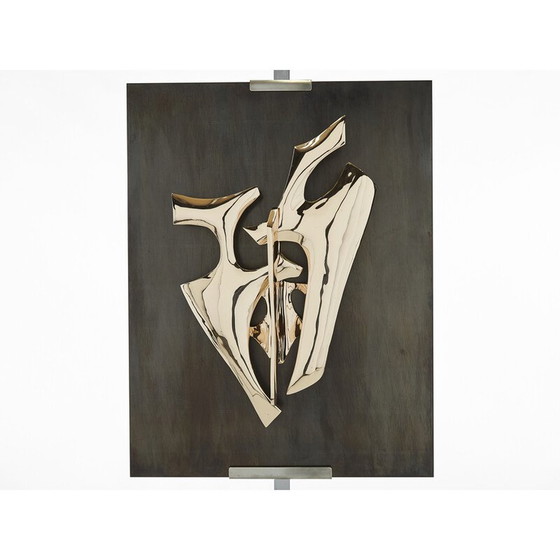 Image 1 of Vintage light sculpture in polished gilt bronze by Fred Brouard, 1976