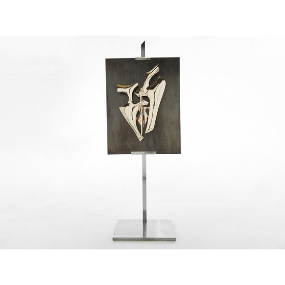 Image 1 of Vintage light sculpture in polished gilt bronze by Fred Brouard, 1976