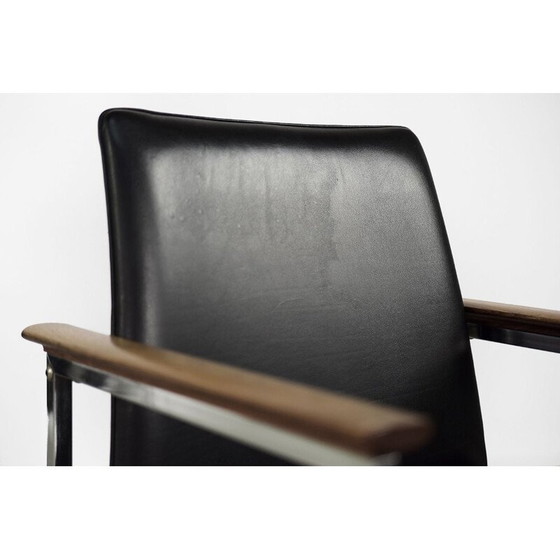 Image 1 of Pair of mid-century Scandinavian black leather armchairs by Sigvard Bernadotte for France & Søn, 1960s