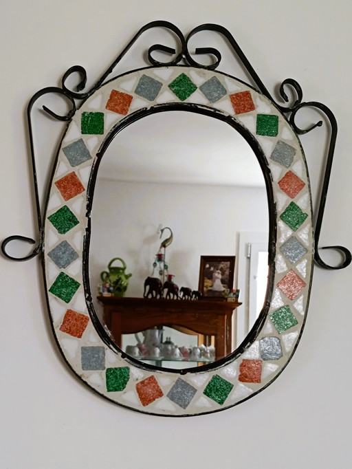 Contour Mirror Mozaïques And Wrought Iron