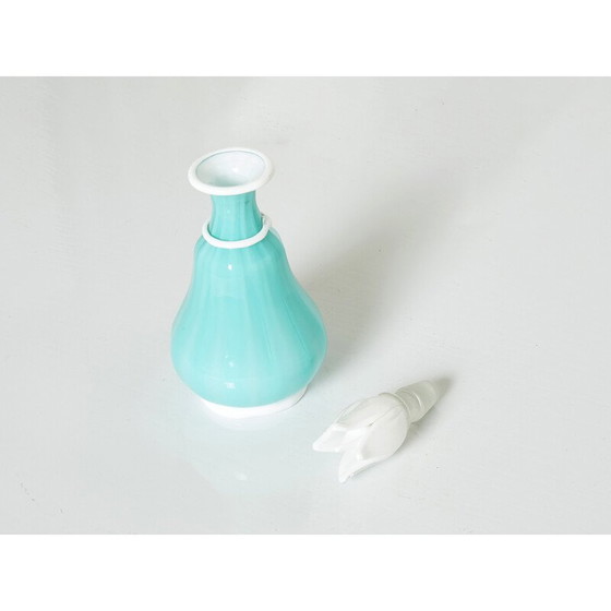 Image 1 of Vintage bottle in turquoise opal glass Murano by Barovier and Toso, 1950