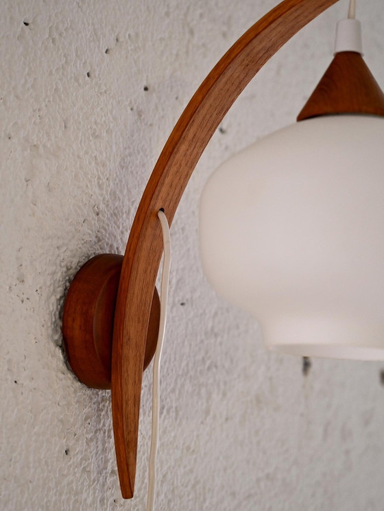 Image 1 of 1960S Teak Wall Lamp With Frosted Glass Shade