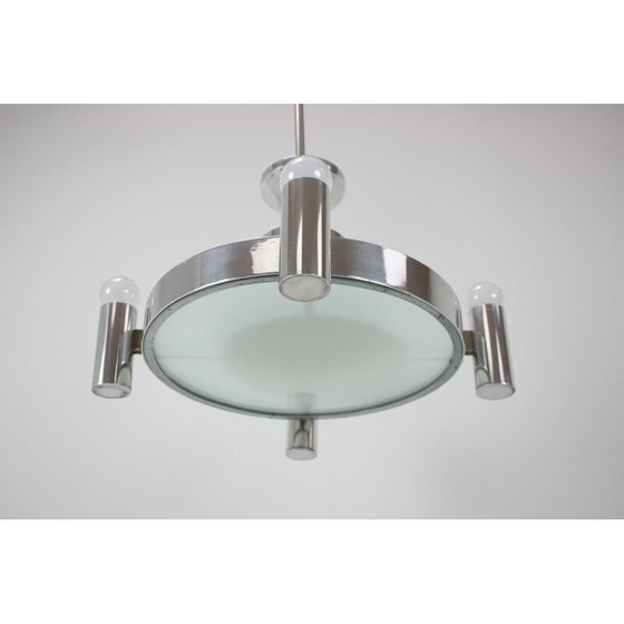 Image 1 of Lampadario vintage in metallo e vetro, Cecoslovacchia 1940