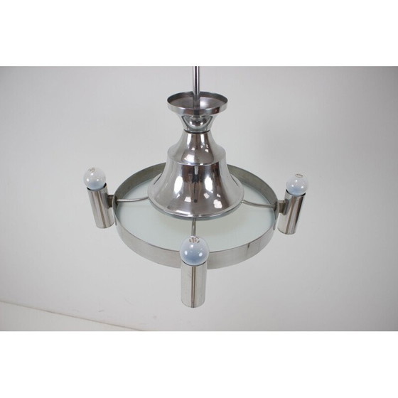 Image 1 of Lampadario vintage in metallo e vetro, Cecoslovacchia 1940