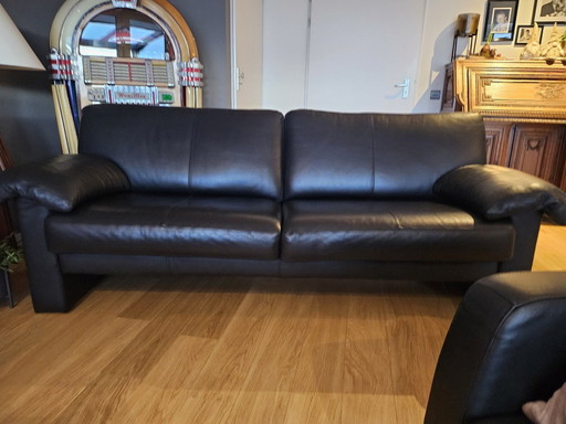 Beautiful Timeless Black Leather Sofa