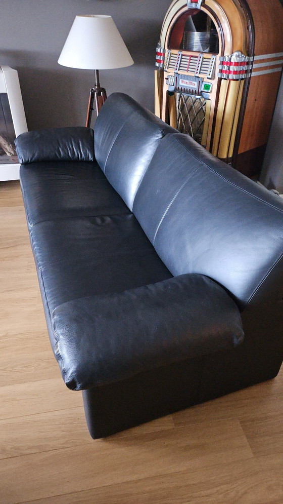 Image 1 of Beautiful Timeless Black Leather Sofa