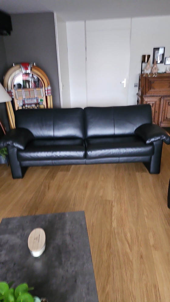 Image 1 of Beautiful Timeless Black Leather Sofa