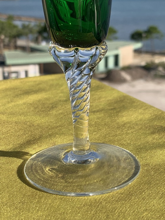 Image 1 of  6X Murano Hand Blown Colored Champagne Flutes