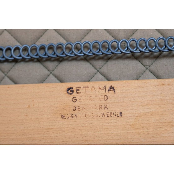 Image 1 of Large vintage armchair in oak and red wool fabric by Hans J. Wegner and Getama 1960