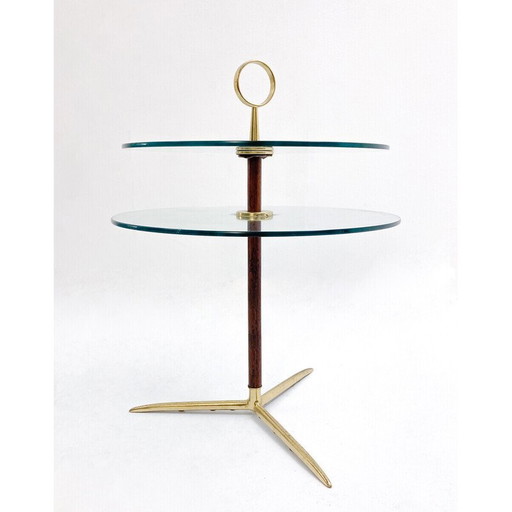 Vintage brass and glass side table, Italy 1960