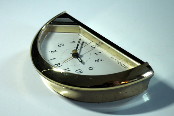 Image 1 of Seiko Table Clock With Quartz Movement, Made In Japan, Crescent Moon Design, Marked