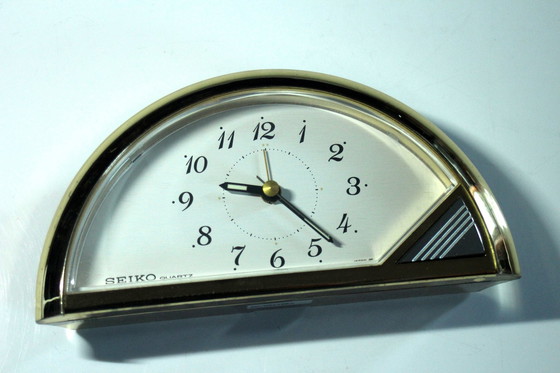 Image 1 of Seiko Table Clock With Quartz Movement, Made In Japan, Crescent Moon Design, Marked