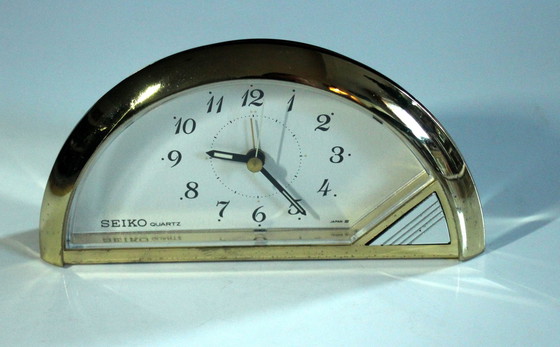 Image 1 of Seiko Table Clock With Quartz Movement, Made In Japan, Crescent Moon Design, Marked