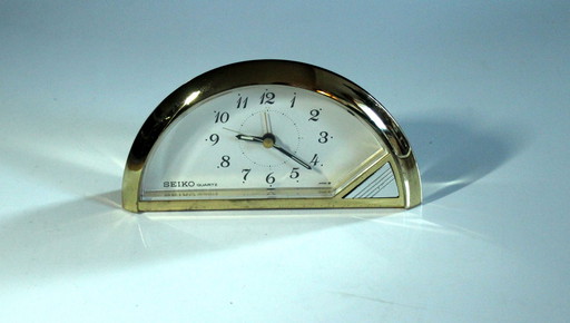 Seiko Table Clock With Quartz Movement, Made In Japan, Crescent Moon Design, Marked