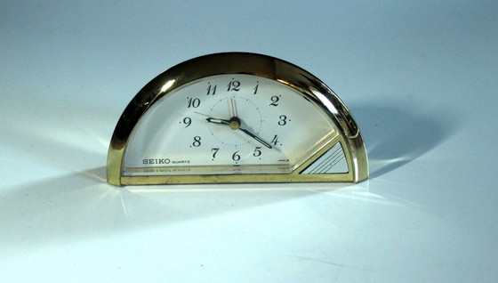 Image 1 of Seiko Table Clock With Quartz Movement, Made In Japan, Crescent Moon Design, Marked