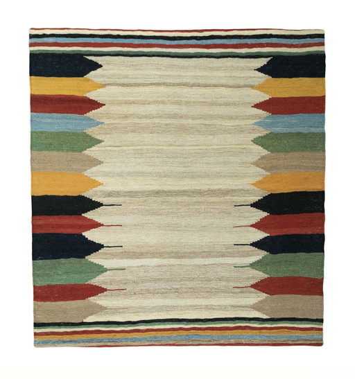 Hand-woven designer kilim Fars - 122 X 113 Cm