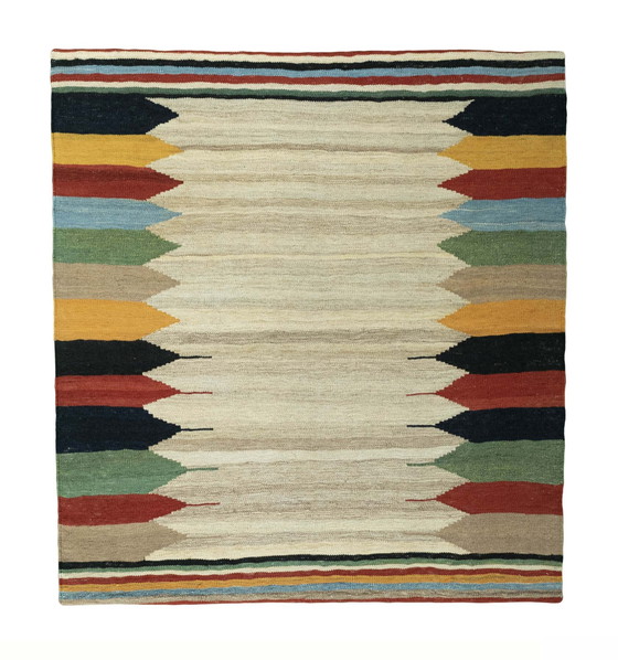 Image 1 of Hand-woven designer kilim Fars - 122 X 113 Cm