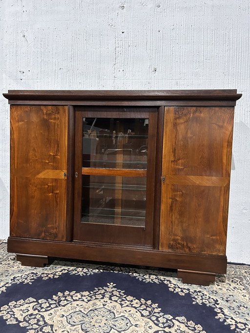 Art deco bookcase vintage solid wood