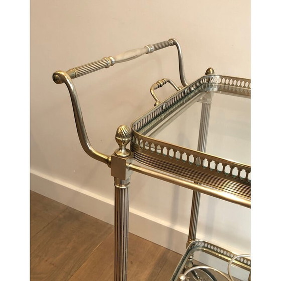 Image 1 of Tavolino mobile vintage in ottone placcato argento di Maison Jansen, anni '40